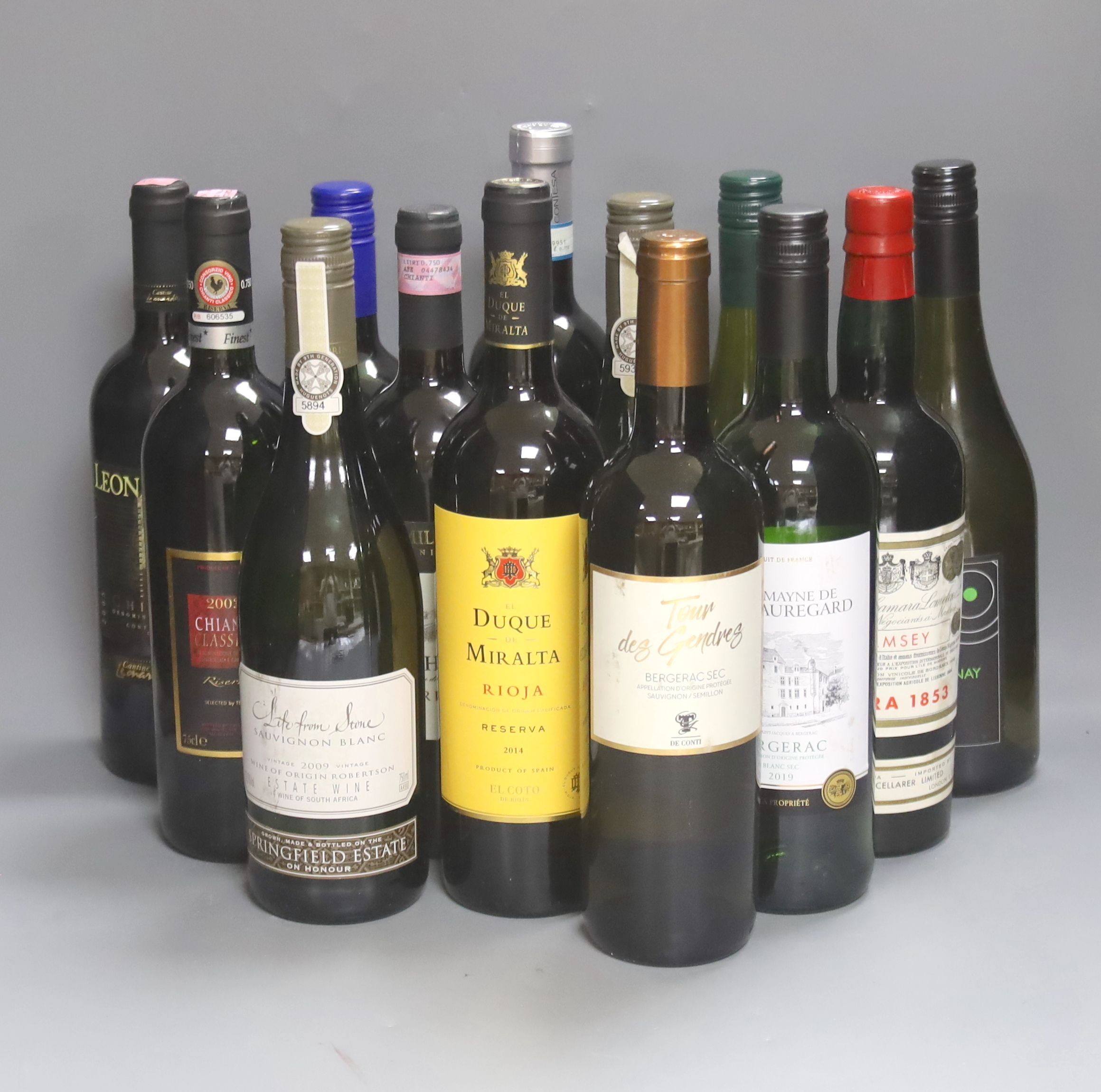 13 bottles of mixed wines